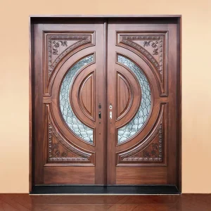 Solid Wood Carved Double Front Entry Door for House or Hotel