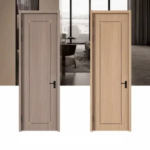 Solid Wood Composite Bedroom Door with Sound Insulation and Pure Solid Wood Molding, Thai Oak Finish