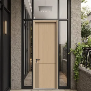 Solid Wood Composite Door Set Soundproof Paint-Free Baking-Paint Bedroom Front Entry Door for Interior or Exterior Use
