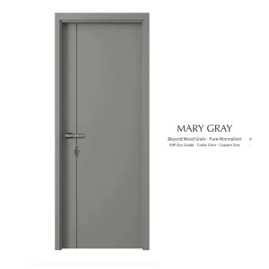 Solid Wood Composite Interior Door Modern Prehung Wooden Door with Frame for Bedroom House Hotel Villa Waterproof