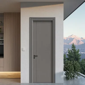 Solid Wood Composite Interior Door Set, Paint-Free Baked Varnish, Soundproof, for Outdoor, Hotel, Villa, and Mall Use