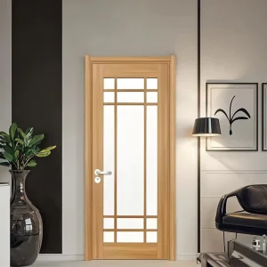 Solid Wood Composite Waterproof Glass Interior Bathroom Door with Finished Surface