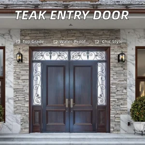 Solid Wood Craft Glass Anti-Theft Waterproof Customized Entrance Door