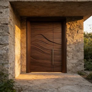 Solid Wood Custom Anti-Theft Entrance Door, Pre-Finished, Ready to Install for Commercial Lobbies and Clubs