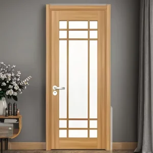 Solid Wood Custom-Size and Custom-Color Glass Door, Waterproof, Manual Opening, Finished Surface