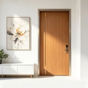 Solid Wood Door with PVC Frame Factory Apartments Simple Wooden Door Complete Set with Door Leaf