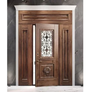 Solid Wood Double Front Entry Door with Glass