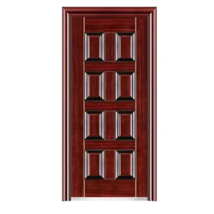 Solid Wood Entry Security Door for Residential House, Customizable