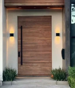 Solid Wood Exterior Entrance Door with Weather-Resistant Material