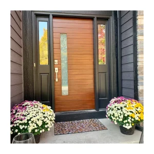 Solid Wood Exterior Entry Door with Glass Panel for Villa or House
