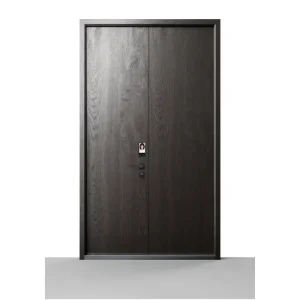 Solid Wood Exterior Entry Door with Weather-Resistant Varnish and Lock System for Modern Homes