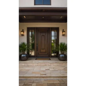 Solid Wood Exterior Front Door, Minimalist, Water Resistant