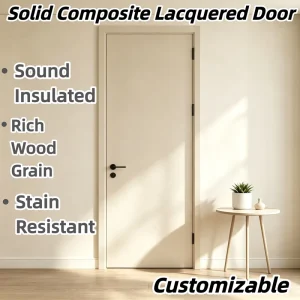 Solid Wood-Filled Interior Door with Baking Paint Finish, Eco-Friendly Low-VOC Sound Insulation, Door Kit for Condo