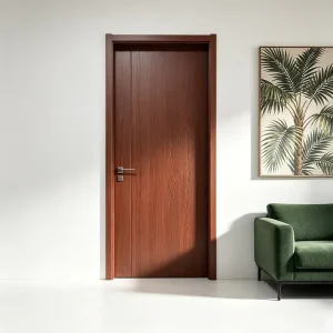 Solid Wood Fir PVC Composite Interior Room Door, Minimalist Carbon Crystal Design