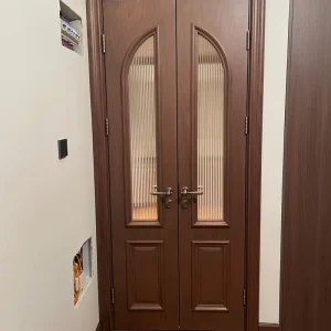 Solid Wood Frame Minimalist Security Door Set with Sound Insulation for Interior Entrance and Bedroom