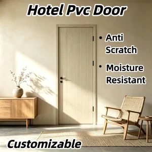 Solid Wood Frame PVC Interior Door with No-Drill Butt Hinge, Zero VOC, Paint-Free, for Hotel Apartment Guest Rooms