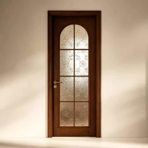 Solid Wood French Interior Door with Vertical Multi-Panel Design