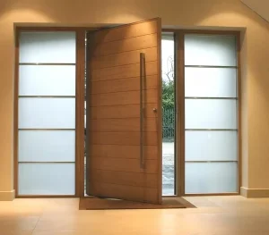 Solid Wood Front Door with Glass Sidelights
