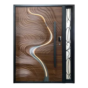 Solid Wood Front Pivot Door For Villa House Exterior Main Door Custom Design