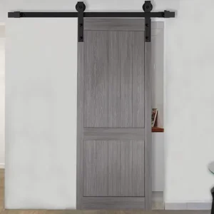 Solid Wood Interior Barn Door, Paint-Free, Ghost Sliding, Track-Mounted, WPC, Factory Export