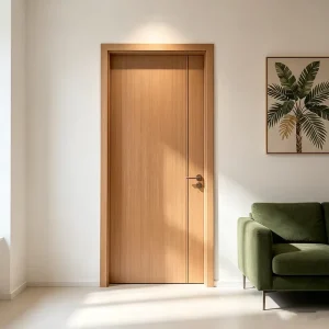 Solid Wood Interior Bedroom Door Sound Insulation Minimalist Design Finished Surface Push-Pull Opening Model TD 2659