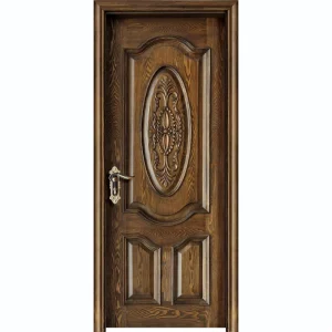Solid Wood Interior Door Baking Finish Classic Style with Delicate Patterns