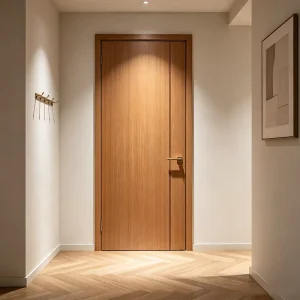 Solid Wood Interior Door Modern Flat Panel Classical Style Soundproof Moisture Resistant Villa Apartment