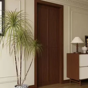 Solid Wood Interior Door, Modern Panel Design, Size Options Available