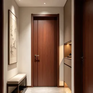 Solid Wood Interior Door Set, Water-Resistant Board, Minimalist, Bedroom and Apartment Use