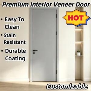 Solid Wood Interior Door Set with Baked Paint Finish, Eco-Friendly Sound Insulation for Multifamily Housing