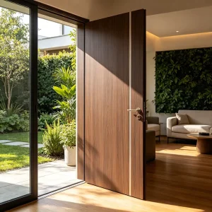 Solid Wood Interior Door, Sound-Insulated, Finished Surface, for Apartments, Living Rooms, Bedrooms, and Hotels