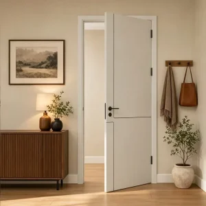Solid Wood Interior Door for Hotel or Apartment, Water-Based Paint Finished, Soundproof, Custom OEM