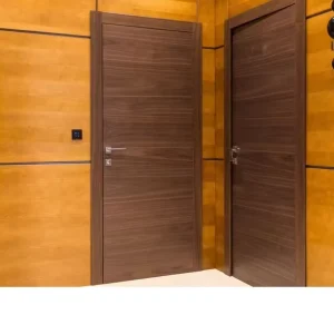 Solid Wood Interior Door with Frosted Glass Panel for Home Office and Villa