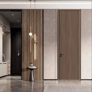 Solid Wood Interior Door with Sound Insulation Postmodern Design for Bedroom Apartment School Commercial Residential Use