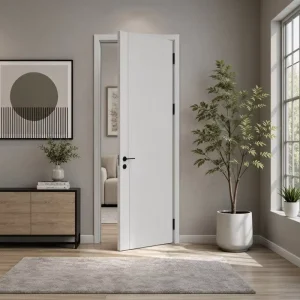 Solid Wood Interior Door with Water-Based Paint, Custom RAL Color, Matte or Gloss Finish, for Bedroom or Hotel