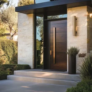 Solid Wood Interior Entrance Door for Villas Modern Design Push-and-Pull Security Door Well Sealed