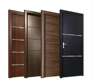 Solid Wood Interior and Exterior Entry Doors, White, with Aluminum Wood Panel