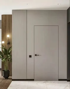 Solid Wood Invisible Interior Bedroom Door with Aluminum Frame, Fiberglass Screen and Polymer