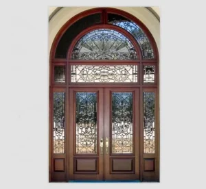 Solid Wood Large Entrance Door with Transom 10 Feet Height