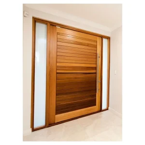 Solid Wood Modern Front Door, Postmodern Composite Wooden Door for Apartment