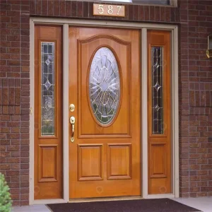 Solid Wood Modern Front Entry Door Waterproof Heat Insulation Exterior Door