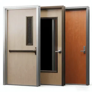 Solid Wood Modern Interior Fireproof Emergency Escape Door for Apartments, Schools, Living Rooms, and Hotels with Finished Surface