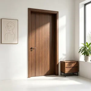 Solid Wood Narrow-Edge Fire-Safety Interior Door with Sound Insulation for Hotels, Complete Set