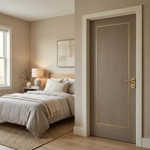 Solid Wood Paint-Free Waterproof Interior Door for Apartment Bedroom, Easy Maintenance Durable Finish