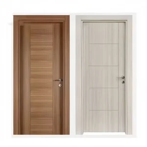 Solid Wood Panel Door, Red Oak or Walnut, Modern Log Design, Waterproof, Thermal Insulation
