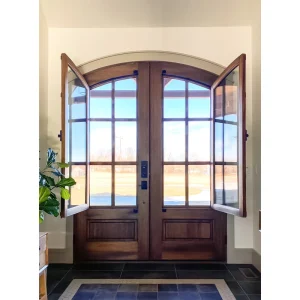 Solid Wood Panel Entry Door with Glass Arch