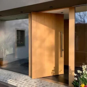 Solid Wood Pivot Door Modern Design Exterior Security Door for Villa Entrance Single/Double Door Option