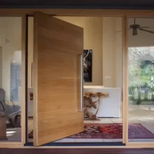 Solid Wood Red Oak Security Pivot Entry Door for Modern Villas