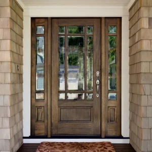Solid Wood Security Entrance Door, Exterior, Natural Color