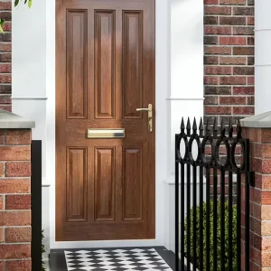 Solid Wood Single Security Door Waterproof Modern Villa Main Entrance Front Entry Door